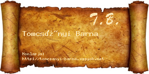 Tomcsányi Barna névjegykártya